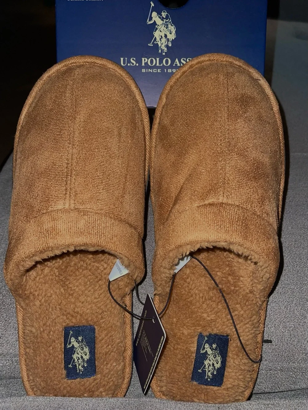 Bundle! 2 Pair U.S. Polo Assn Men’s Slippers LG 11-12